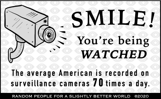 SMILE! You're being watched. The average American is recorded on surveillance cameras 70 times a day.